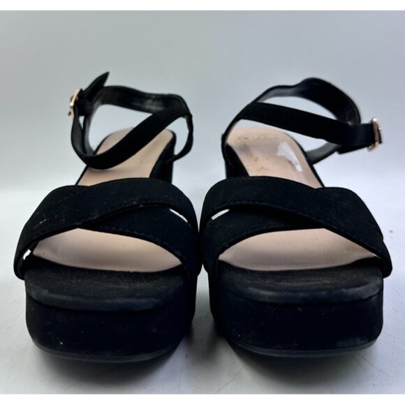Delicious Womens Ladies Black Strappy Platform Pumps Shoes Heels Sz 7.5 - Picture 2 of 8